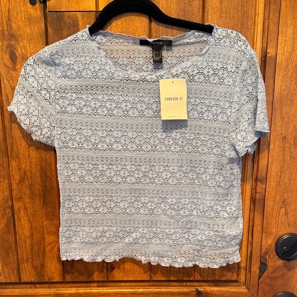 Forever 21 Tops - Forever 21 Light Blue Lace Blouse